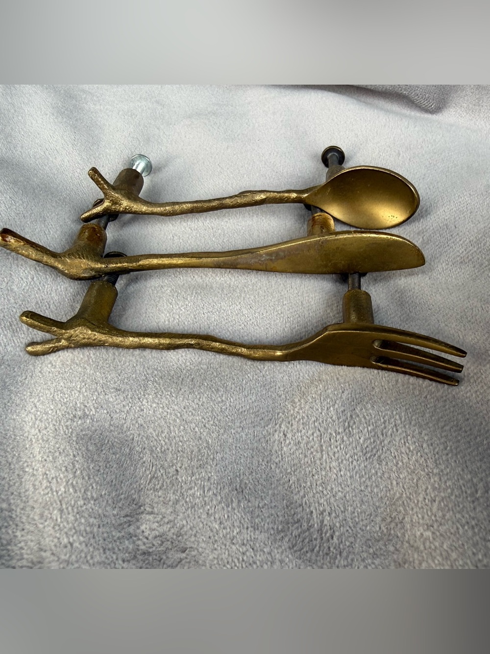 22pc Michael Aram Twig Flatware Cabinet Pulls - 7 Sets + Extra - Burnished Brass